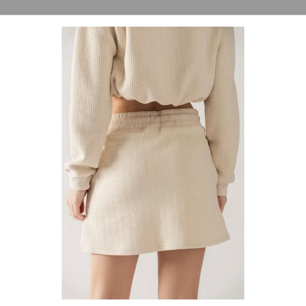High Drawstring Waist Quilted Activewear Skort Beige-Small - Picture 2 of 7